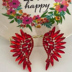 Red Angel Wing Earrings